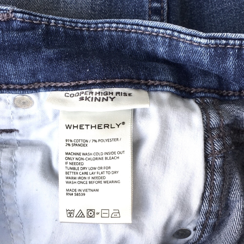NWOT 🌸 BUTTON FLY WHETHERLY “COOPER” HIGH RISE SKINNY JEANS CLASSIC BLUE RAW HEM - Picture 10 of 11